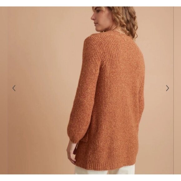 Marine Layer Ontario Cardigan Rust Medium Cozy Cotton Nylon Blend pockets new - Picture 2 of 11